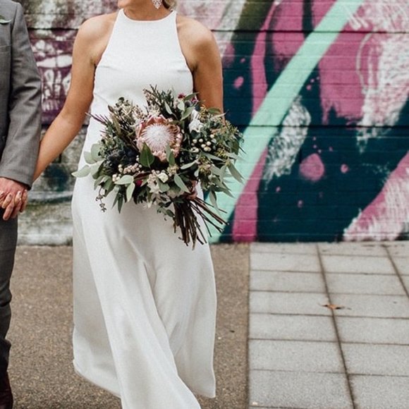 BHLDN Jill Stuart Iva Maxi Crepe Gown 12 14 Sample